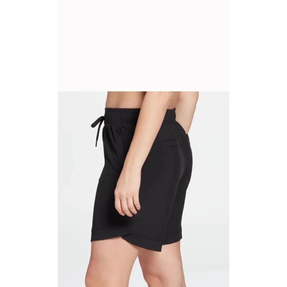 CALIA Women's Size Large Journey Woven Bermuda Short Black NWT Mid Rise pull on